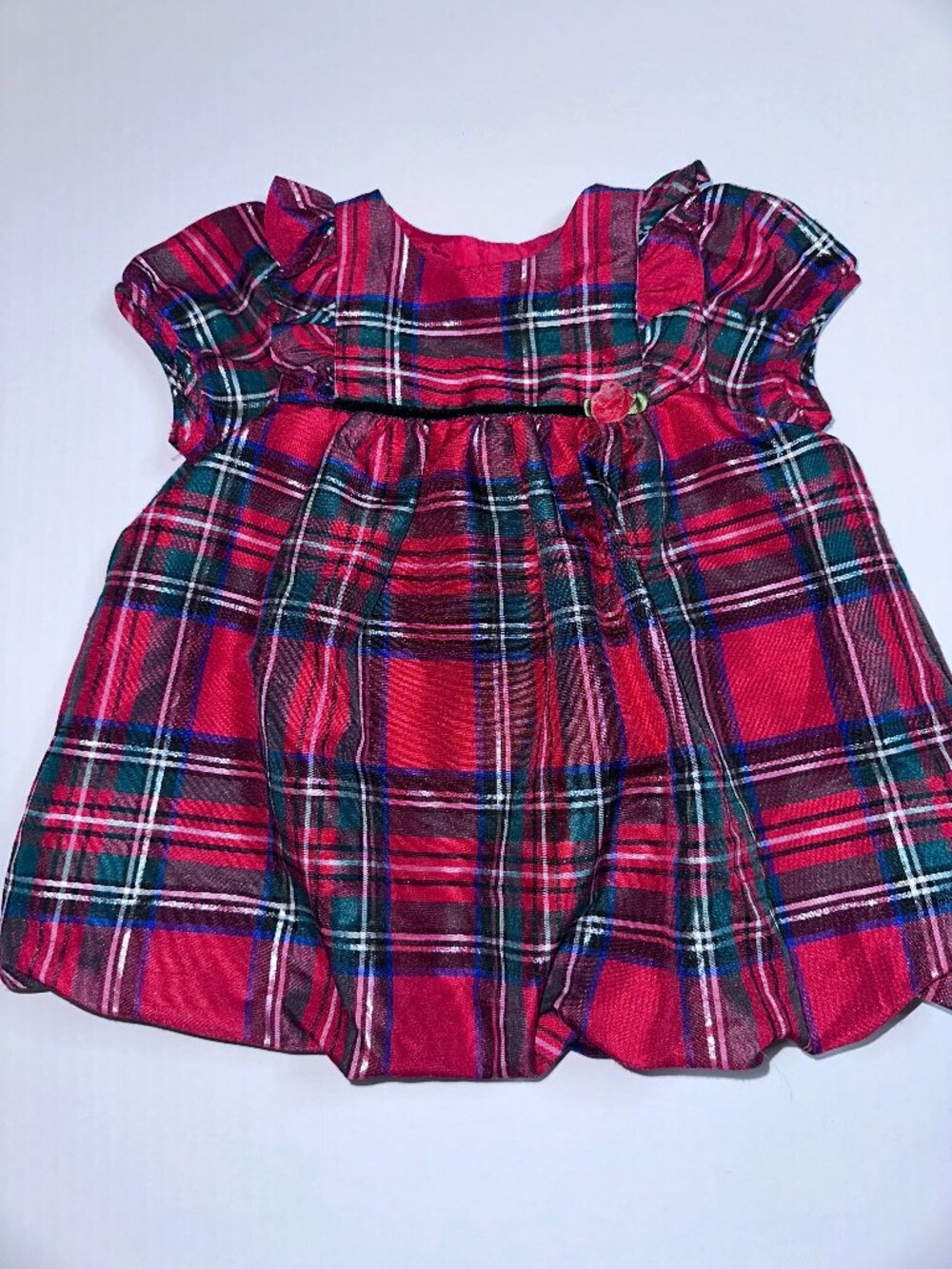 Pastourelle Pippa & Julie Bubble Dress Girls 24 Months Red Plaid Christmas #594